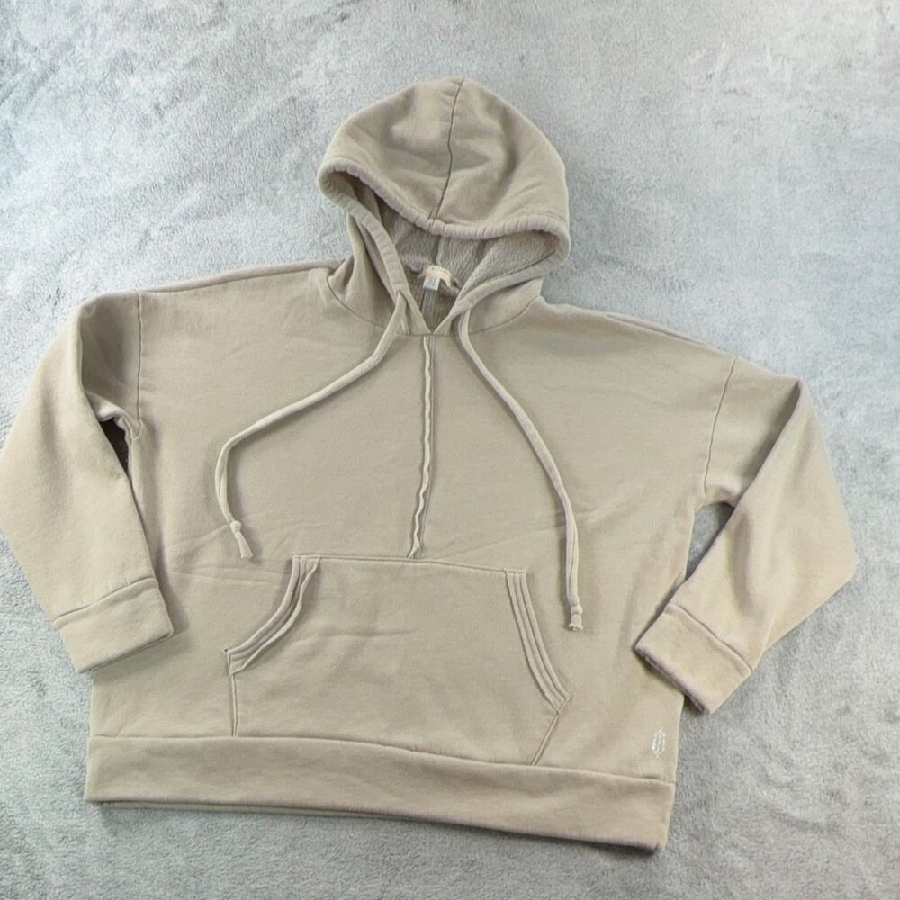 FP Movement Women's Hoodie M Beige Pullover Kangaroo Pocket Long Sleeve Knit